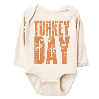 Turkey Day Block Distressed - Baby Long Sleeve Bodysuit