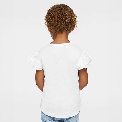 Berry Delight Strawberries Stripes - Flutter Sleeve Graphic T-Shirt