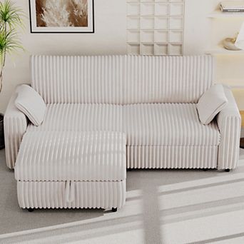Opoiar 93" Corduroy Sofa with Ottoman, Deep Seat Couch, Washable Covers, Tool-Free Assembly