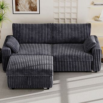Opoiar 93" Corduroy Sofa with Ottoman, Deep Seat Couch, Washable Covers, Tool-Free Assembly