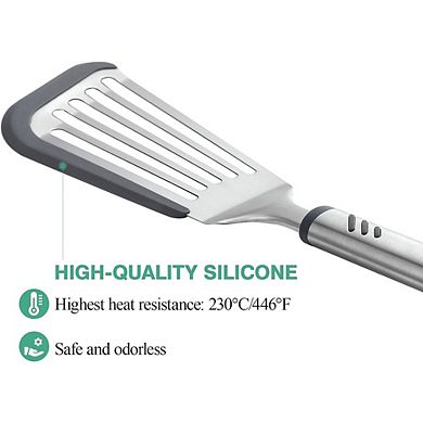 Fish Spatula, Heat-Resistant Silicone Edge, Flexible for Nonstick Cooking
