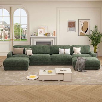 Opoiar 160" Cloud Modular Sectional Sofa, Deep Seat U-Shaped Couch with Chaise, No Assembly