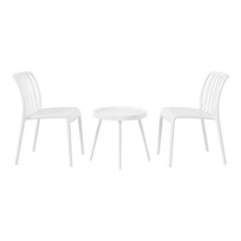 3 pc Outdoor Patio Bistro Balcony Furniture Set With Stackable Chairs