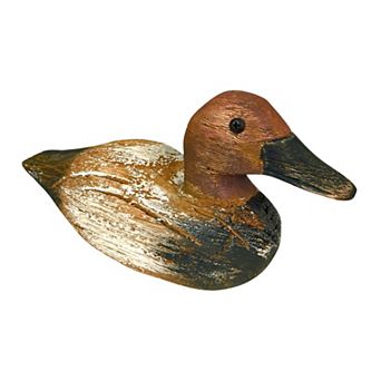 Rustic Hand-Carved Wooden Duck Decoy 9.5" Vintage Folk Art Mallard Statue Decor