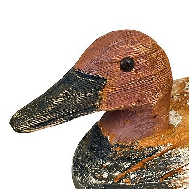 Rustic Hand-Carved Wooden Duck Decoy 9.5" Vintage Folk Art Mallard Statue Decor