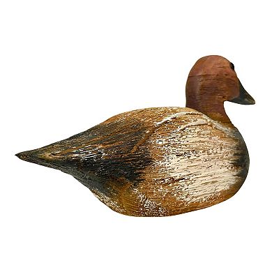 Rustic Hand-Carved Wooden Duck Decoy 9.5" Vintage Folk Art Mallard Statue Decor