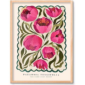 Floral Wall Art, Peony Botanical Canvas Prints, Colorful Home Decor