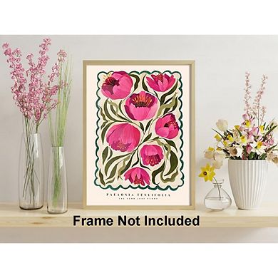 Floral Wall Art, Peony Botanical Canvas Prints, Colorful Home Decor