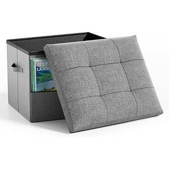 Foldable Storage Ottoman, Padded Footstool, Durable, Multi-Use