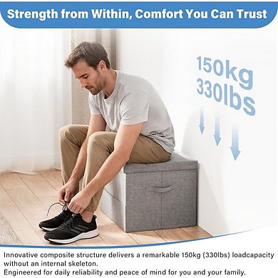 Foldable Storage Ottoman, Padded Footstool, Durable, Multi-Use