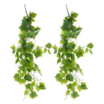 2 pc Artificial Hanging Plants for Room Patio Home Wall Garden Decoration Green 41.3"