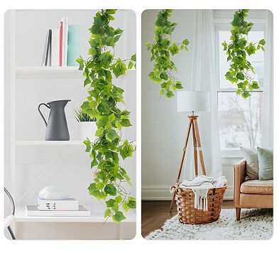 2 Pcs Artificial Hanging Plants for Room Patio Home Wall Garden Decoration Green 41.3"