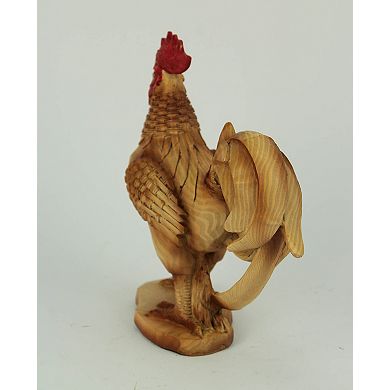 Faux Wood Carving Bamboo Look Standing Rooster Statue