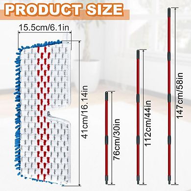 Flat Floor Mop for Wet & Dry Cleaning with 3 Reusable Microfiber Pads