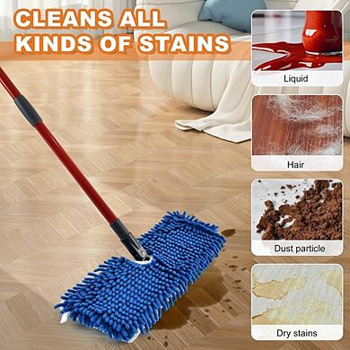 Flat Floor Mop for Wet & Dry Cleaning with 3 Reusable Microfiber Pads