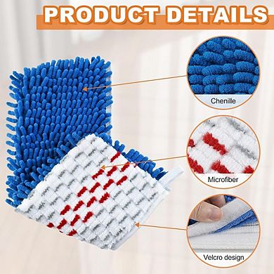 Flat Floor Mop for Wet & Dry Cleaning with 3 Reusable Microfiber Pads