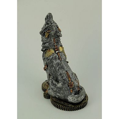 Mechanical Steampunk Howling Wolf Cyborg Dog Statue