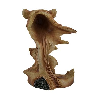 Carved Wood Look Mother Bear and Cub Tabletop Statue