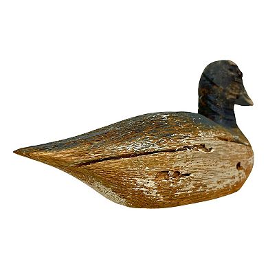 Vintage Wooden Duck Figurine 7.5" Hand-Carved Rustic Folk Art Home Decor