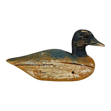 Vintage Wooden Duck Figurine 7.5" Hand-Carved Rustic Folk Art Home Decor