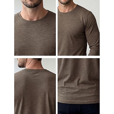 Men's Casual t Shirt Crew Neck Long Sleeve Slim Fit Soft Stretch Basic Tee Shirts