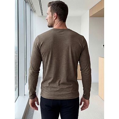 Men's Casual t Shirt Crew Neck Long Sleeve Slim Fit Soft Stretch Basic Tee Shirts