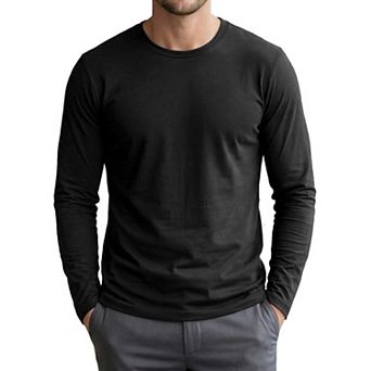 Men's Casual t Shirt Crew Neck Long Sleeve Slim Fit Soft Stretch Basic Tee Shirts