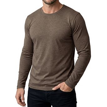Men's Casual t Shirt Crew Neck Long Sleeve Slim Fit Soft Stretch Basic Tee Shirts