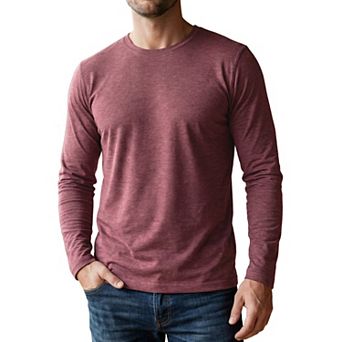 Men's Casual t Shirt Crew Neck Long Sleeve Slim Fit Soft Stretch Basic Tee Shirts