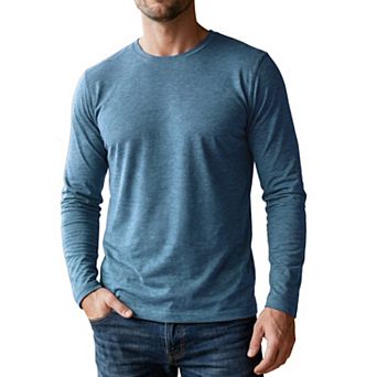 Men's Casual t Shirt Crew Neck Long Sleeve Slim Fit Soft Stretch Basic Tee Shirts