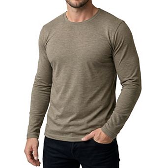 Men's Casual t Shirt Crew Neck Long Sleeve Slim Fit Soft Stretch Basic Tee Shirts