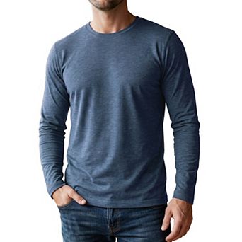Men's Casual t Shirt Crew Neck Long Sleeve Slim Fit Soft Stretch Basic Tee Shirts