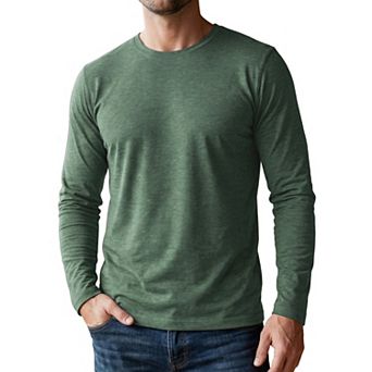 Men's Casual t Shirt Crew Neck Long Sleeve Slim Fit Soft Stretch Basic Tee Shirts