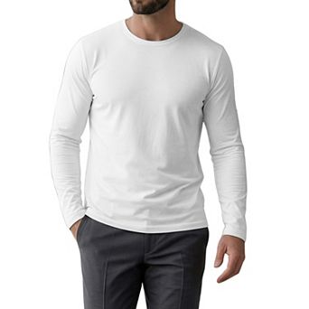 Men's Casual t Shirt Crew Neck Long Sleeve Slim Fit Soft Stretch Basic Tee Shirts