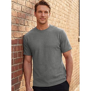 Men's Textured T-Shirts Short Sleeve Crew Neck Soft Casual Summer Tee Shirt