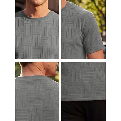 Men's Textured T-Shirts Short Sleeve Crew Neck Soft Casual Summer Tee Shirt