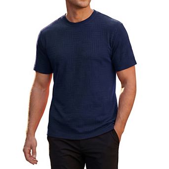 Men's Textured T-Shirts Short Sleeve Crew Neck Soft Casual Summer Tee Shirt