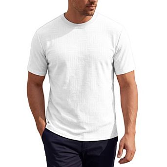 Men's Textured T-Shirts Short Sleeve Crew Neck Soft Casual Summer Tee Shirt