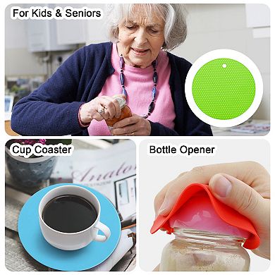 3Pcs Silicone Jar Opener Pads, Texture Can Opener Multipurpose Round Bottle Lid Opener