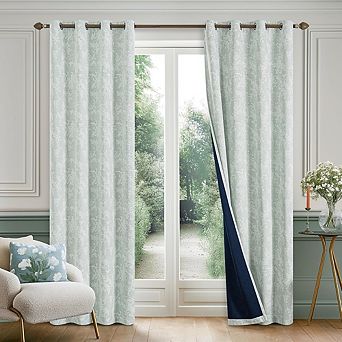 Floral Jacquard Blackout Curtains 2 Panels, Thermal Insulated, Room Darkening Drapes