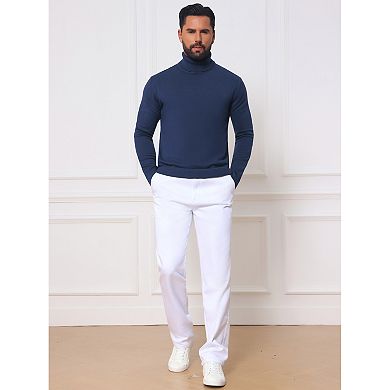 Men's Ribbed Turtleneck Sweater Long Sleeve Pullover Mock Neck Sweaters
