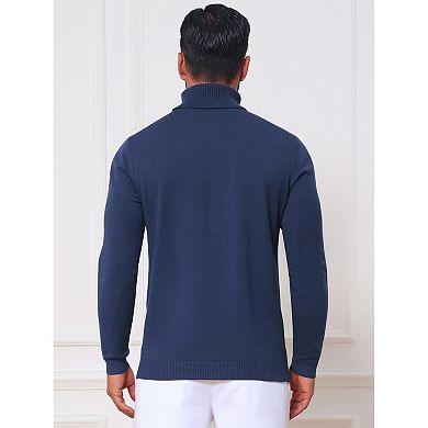 Men's Ribbed Turtleneck Sweater Long Sleeve Pullover Mock Neck Sweaters