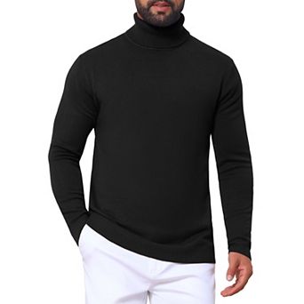 Men's Ribbed Turtleneck Sweater Long Sleeve Pullover Mock Neck Sweaters