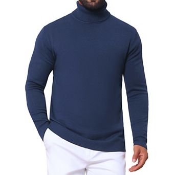 Men's Ribbed Turtleneck Sweater Long Sleeve Pullover Mock Neck Sweaters