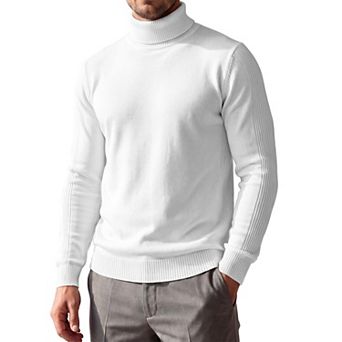 Men's Ribbed Turtleneck Sweater Long Sleeve Pullover Mock Neck Sweaters