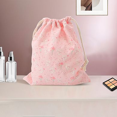 12.59"x9.84" 1Pc Bouquet Rabbit Drawstring Bag Beige