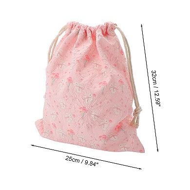 12.59"x9.84" 1Pc Bouquet Rabbit Drawstring Bag Beige