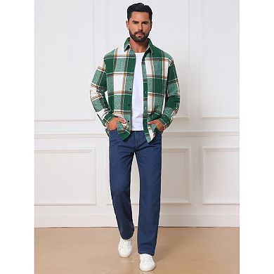 Men's Casual Regular Fit Long Sleeve Button Down Plaid Shirt