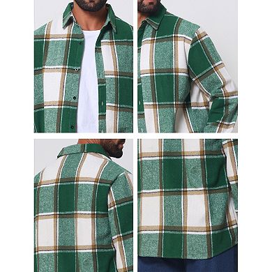 Men's Casual Regular Fit Long Sleeve Button Down Plaid Shirt