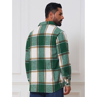Men's Casual Regular Fit Long Sleeve Button Down Plaid Shirt